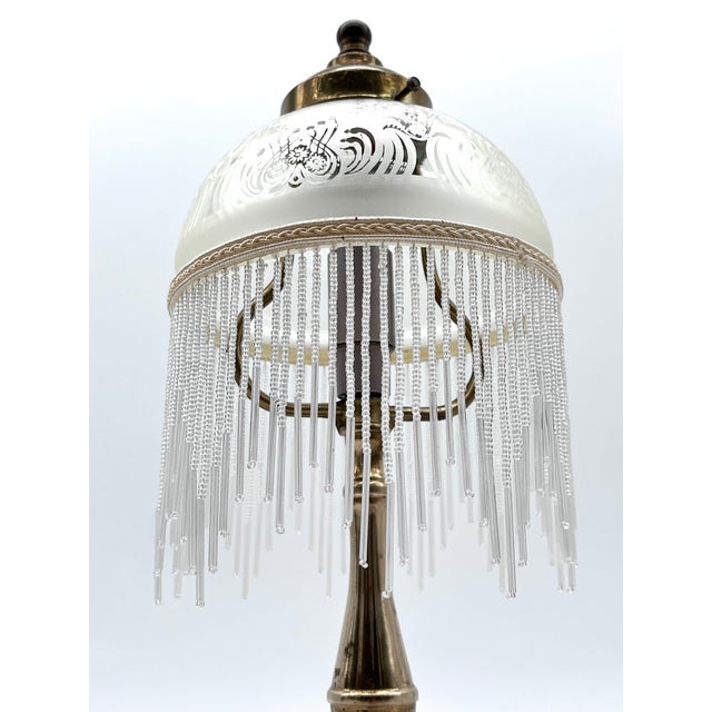 Brass Lamp with Glass Beads Shade from Hepa, 1970s For Sale - Image 12 of 18