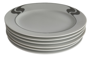 Asimmetria Grauraster White Salad Plate by Björn Wiinblad for Rosenthal Studio Line, 1990s Set of 6