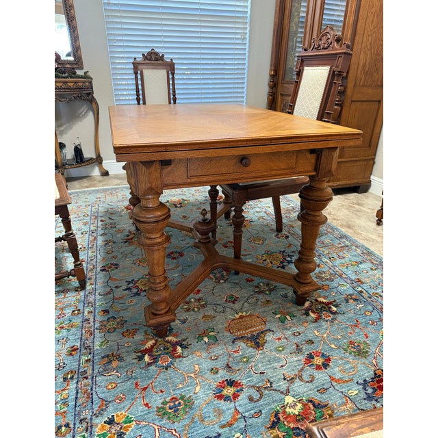 Antique Oak Draw Leaf Table For Sale In Orlando - Image 6 of 14
