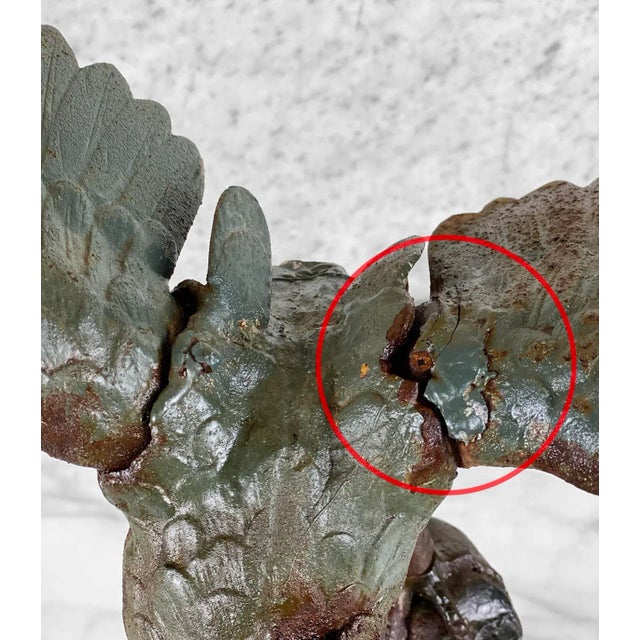 Mid 20th Century Vintage Traditional Japanese Cast Iron Eagle Bird of Pray Sculpture For Sale - Image 5 of 10