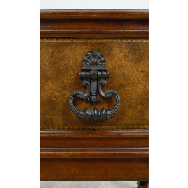 Theodore Alexander Leather Top Distressed Mahogany End Table For Sale - Image 11 of 12