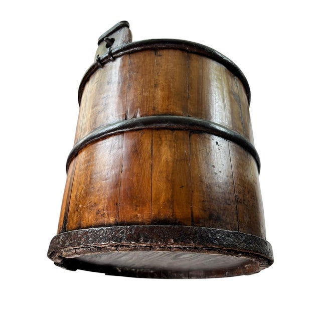 Brown 19th C. Hand-Forged Wood and Iron Well Bucket For Sale - Image 8 of 18