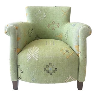 Hand-Tailored Moroccan Sabra Silk Club Chair For Sale