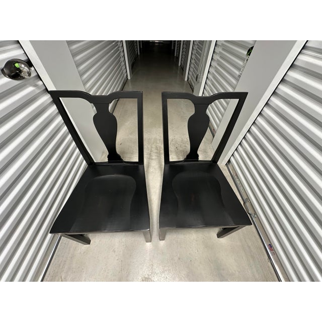 Charcoal Ethan Allen Maddox Dining Chairs in Charcoal Finish- Set of 4 For Sale - Image 8 of 12