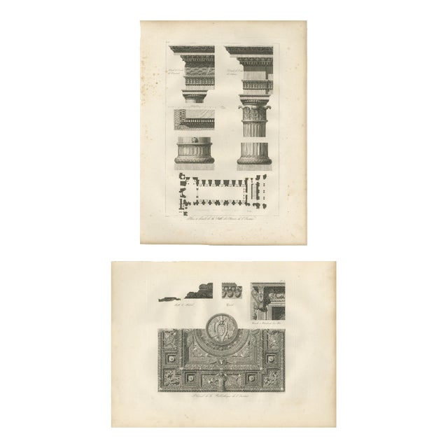 Louis-Pierre Baltard, Louvre Architectural Studies, 1803, Paper, Set of 2 For Sale