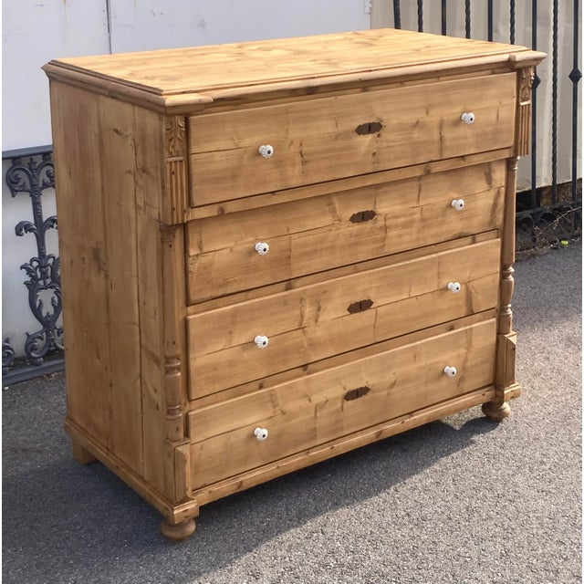 Rustic European Pine Chest of Four Drawers For Sale - Image 3 of 13