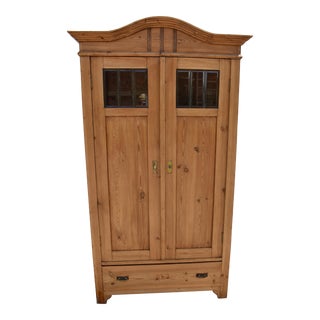 Pine Two Door Bonnet Top Armoire For Sale