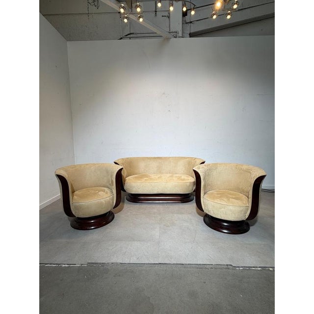 Art Deco Tulip 2-Seater Sofa and Club Chairs from Hotel Le Malandre, Set of 3 For Sale - Image 10 of 11