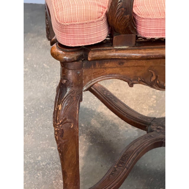 19th Century Pair of Carved French Walnut Armchairs With Caned Backs For Sale - Image 14 of 16