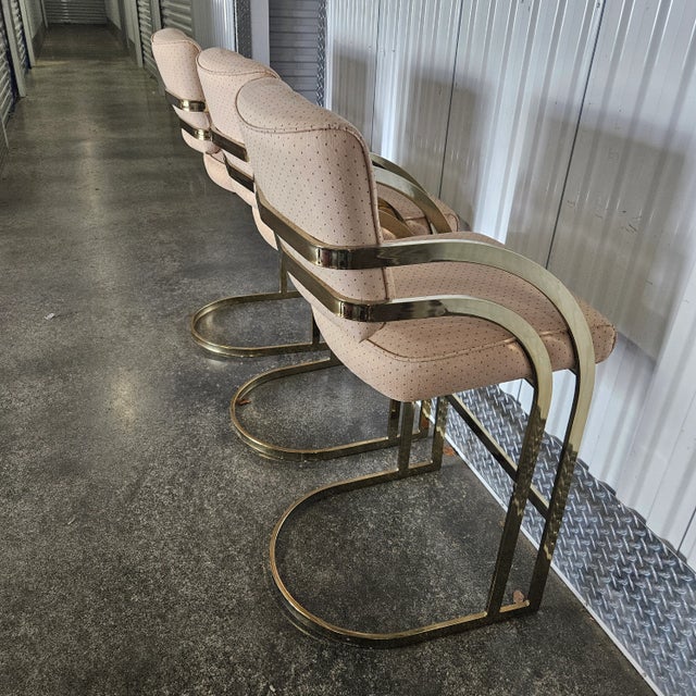 Metal 1970s Design Institute America Brass Plated Bar Stools- Set of 3 For Sale - Image 7 of 12