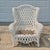 Late 20th Century Late 20th Century Vintage White Wicker Large Wingback Lounge Chair W/ Toile Cushions For Sale - Image 5 of 15
