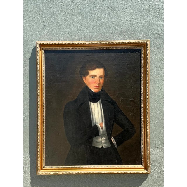 19th Century Vintage Framed Classical Gentleman Portrait For Sale - Image 5 of 12