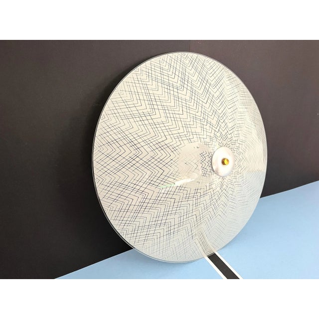 1970s Mid-Century Modern Chevrons Frosted Glass Ceiling Light For Sale - Image 10 of 18