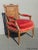 French Provincial Vintage French Provincial Red Velvet Arm Chair With Cane Back & Goose Down Fill For Sale - Image 3 of 11