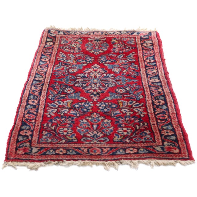 Victorian Antique Red Persian Sarouk Rug, 01'07 X 03'05 For Sale - Image 3 of 10