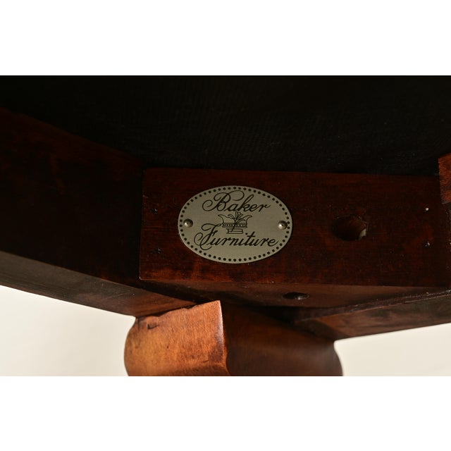 Baker Furniture Queen Anne Carved Walnut Armchairs or Dining Captain Chairs, Pair For Sale - Image 13 of 15