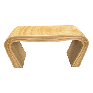 Vintage Gabriella Crespi Style Post-Modern Pencil Reed Rattan Waterfall Console Table For Sale