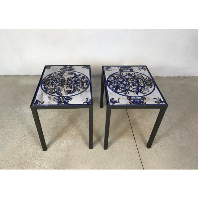 Italian Ceramic & Steel Side Tables or Nightstands, 1970s, Set of 2 For Sale - Image 10 of 18