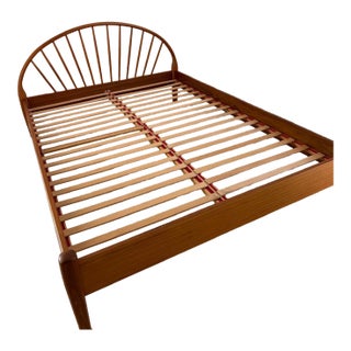 1980s Solid Teak Queen Size Bed Frame For Sale