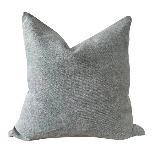 Custom Gray Stone Washed Linen Pillow With Down Feather Insert For Sale