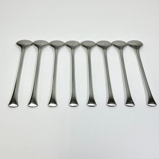 1986 Vintage Danish Boho Chic Dansk Thistle Stainless Steel Flatware, Iced Tea Spoons - Set of 8 For Sale - Image 6 of 8