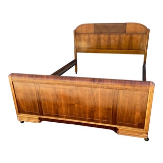 Vintage Art Deco Breakfront Full/Double Bed Frame For Sale