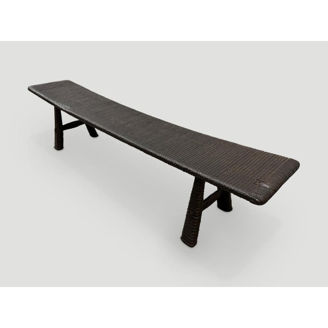 Andrianna Shamaris Impressive Hand Carved Espresso Stained Teak Wood Bench For Sale - Image 18 of 18