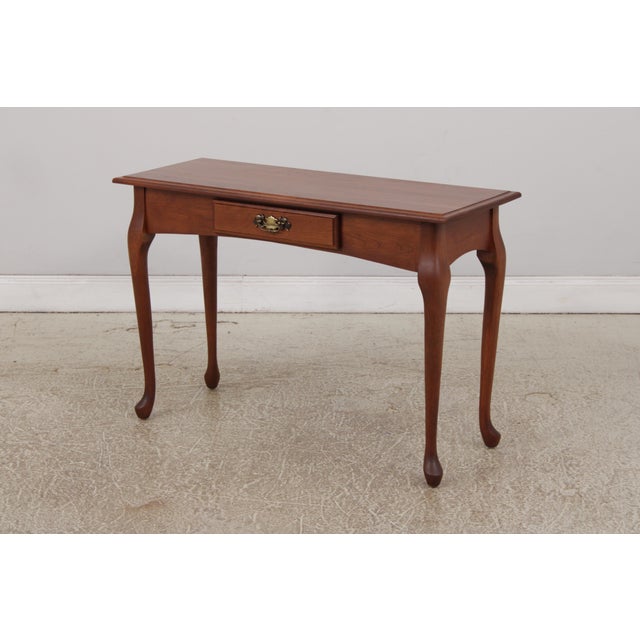 Queen Anne Amish Made Cherry Queen Anne Console Table W. Drawer For Sale - Image 3 of 14