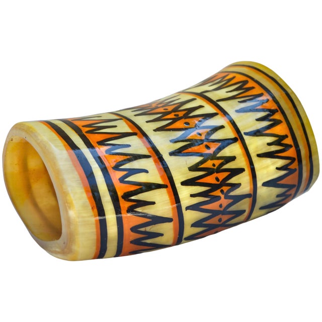 Late 20th Century Vintage Handmade & Patterned West-African Natural Horn Vase For Sale - Image 5 of 6