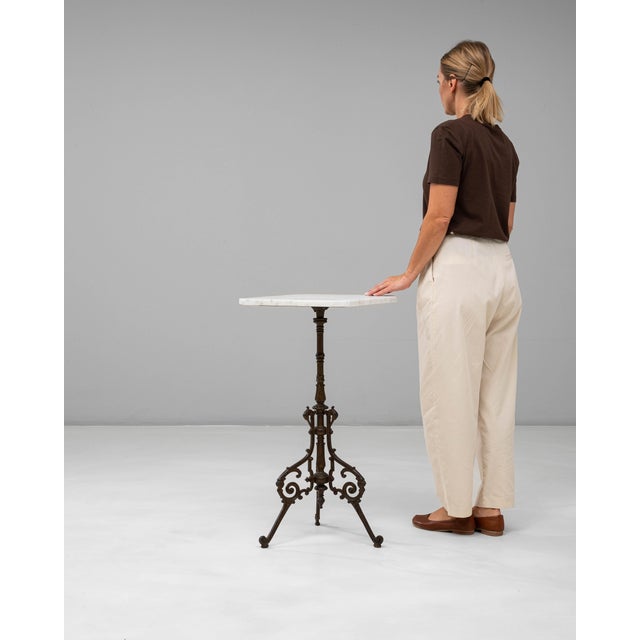 French Provincial 19th Century French Cast Iron Table With Marble Top For Sale - Image 3 of 18