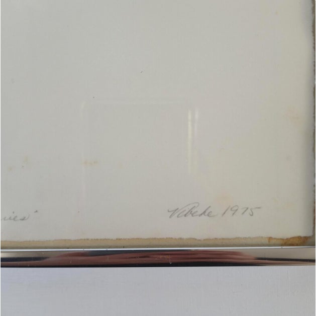 Original 1975 blind-embossed monoprint titled "Los Altos" from the "Embossed Circle Series" by California artist Vibeke...