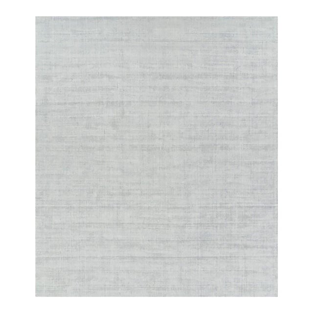 Rug & Kilim’s Oversized Textural Rug in Light Gray and Blue Tones & Striae -13x15 For Sale