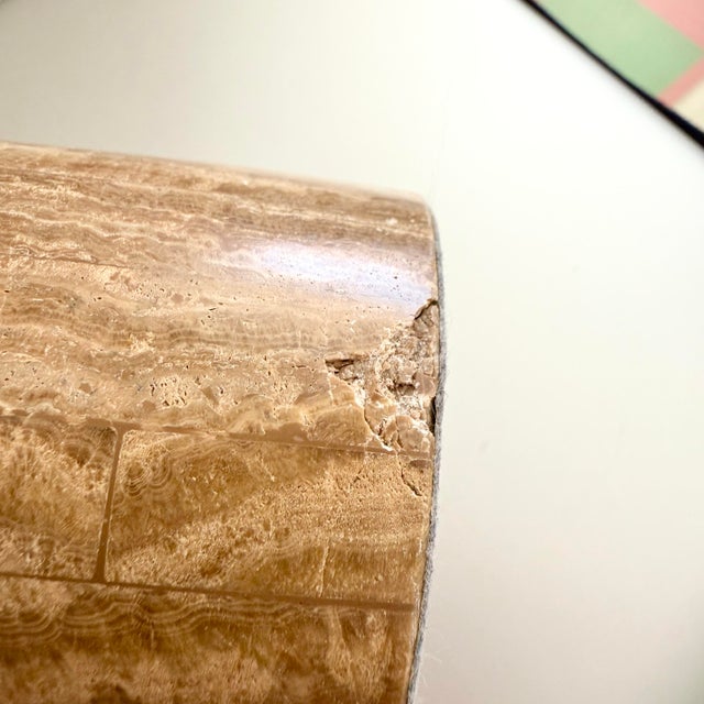 Vintage Modern Stone Candleholder Onyx Stone Marbled Brass Hollywood Regency For Sale - Image 4 of 11