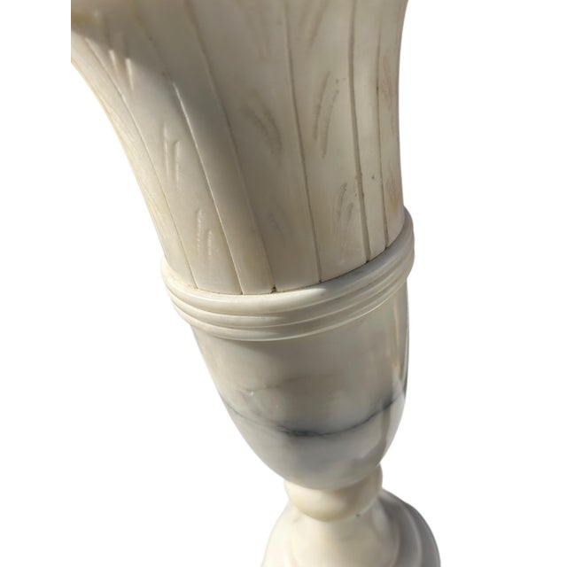 Italian 1950s Pair of Large Italian Alabaster Urn Lamps For Sale - Image 3 of 11