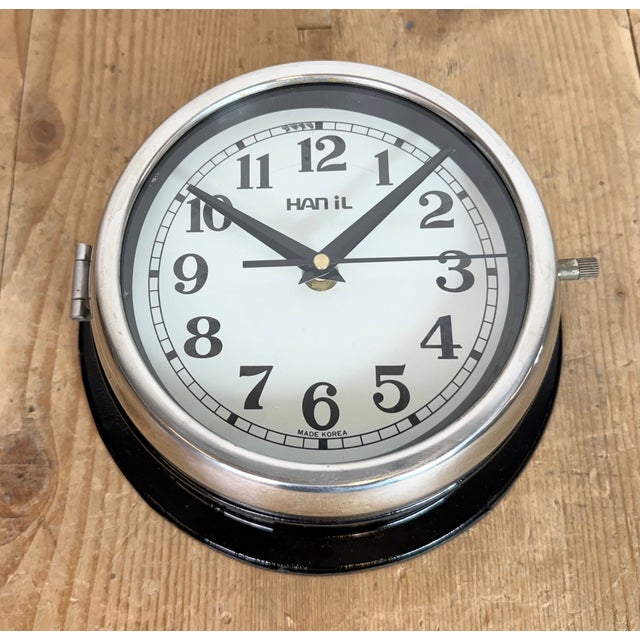 Black Vintage Black Hanil Ship Wall Clock, 1980s For Sale - Image 8 of 18