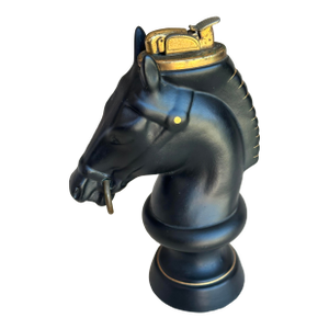 Mid-Century Black Horse Head Table Lighter