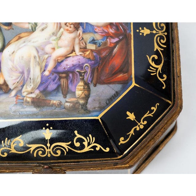 Antique 19th Century Napoleon III Jewelry Box in Polychrome Sèvres Porcelain from Eonard For Sale - Image 3 of 5