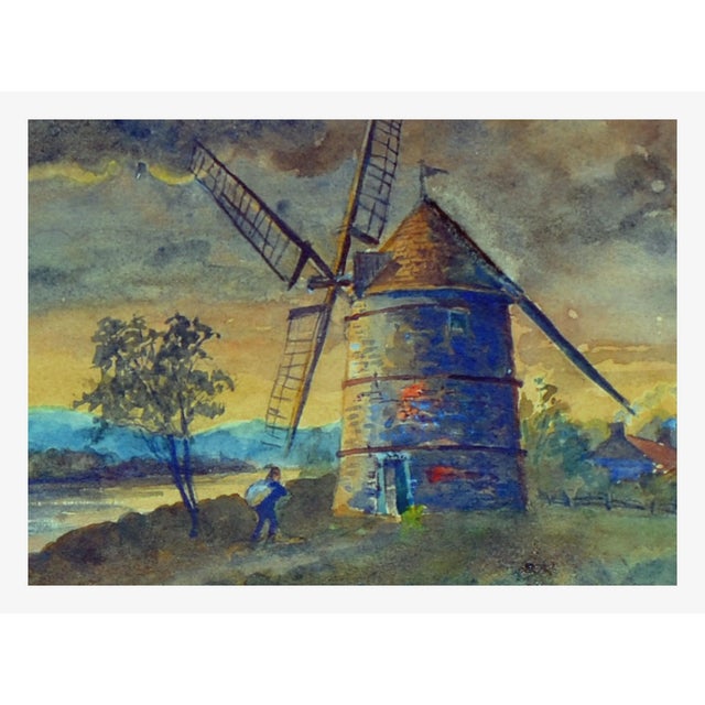 Antique Landscape Painting of Inlet and Windmill by William Walker Alexander For Sale - Image 4 of 6
