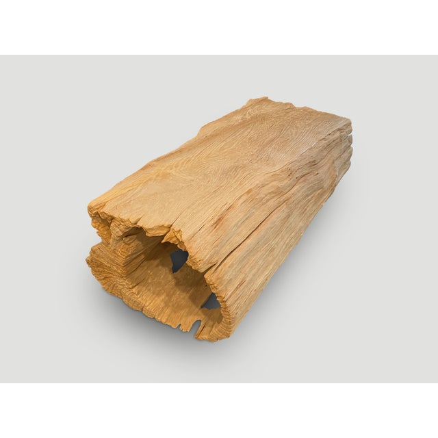 Contemporary Andrianna Shamaris Bleached Teak Wood Log Bench or Coffee Table For Sale - Image 3 of 6