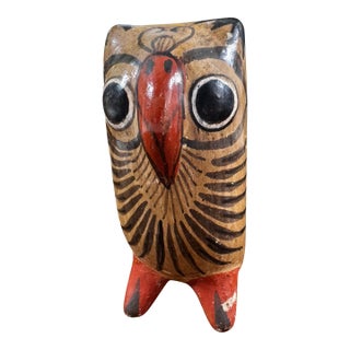 Vintage Tonalá Mexican Clay Owl Figurine For Sale