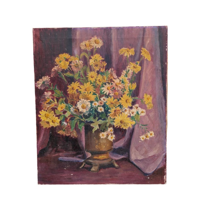Early 20th Century Still Life Botanical Oil Painting on Canvas For Sale - Image 11 of 11