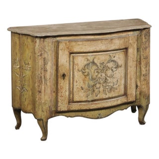 19th Century Italian Hand-Painted Bow-Front Cabinet For Sale