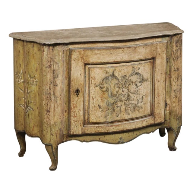 19th Century Italian Hand-Painted Bow-Front Cabinet For Sale