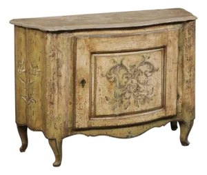 19th Century Italian Hand-Painted Bow-Front Cabinet