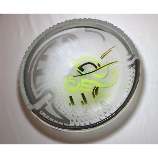 Up for sale is a wonderful vintage hand blown art glass centerpiece bowl made in 1988 by James Parsons. It is blown by...