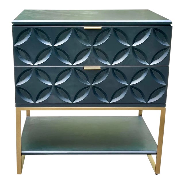 Clover Leaf Blue & Brass Console Table For Sale