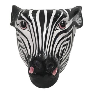 Italian Rosenthal Netter Ceramic Zebra Planter For Sale