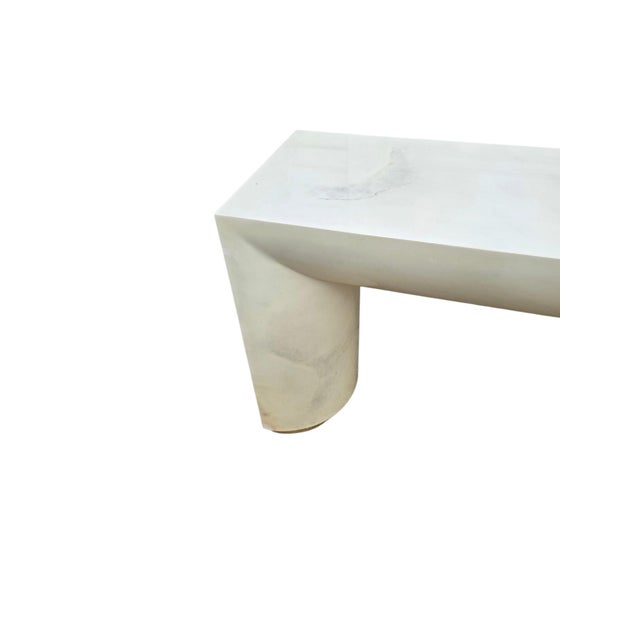 Wood Vintage Postmodern Faux Goatskin Console Table Karl Springer Style Lacquered For Sale - Image 7 of 18