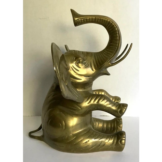 Metal Vintage Brass Elephant For Sale - Image 7 of 7