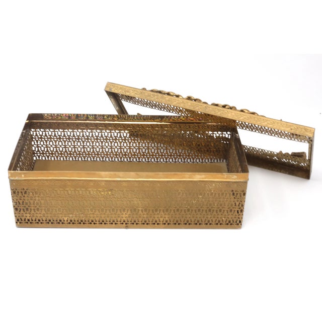 Gold Vintage Guildcrest Gold Plated Rope and Tassel Tissue Box For Sale - Image 8 of 11